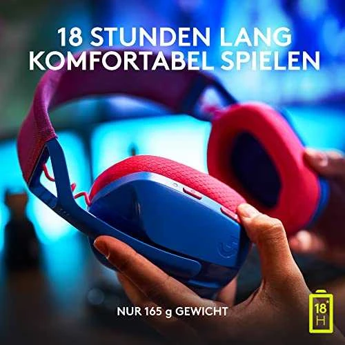 Žaidimų ausinės Logitech G435 Lightspeed, mėlynos/rožinės spalvos