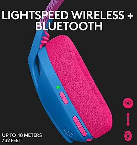 Žaidimų ausinės Logitech G435 Lightspeed, mėlynos/rožinės spalvos