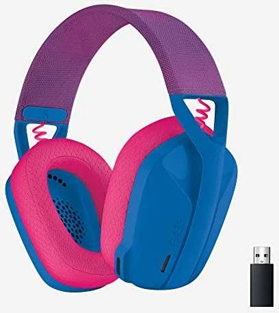 Logitech G435 žaidimų ausinės, mėlynos ir rožinės