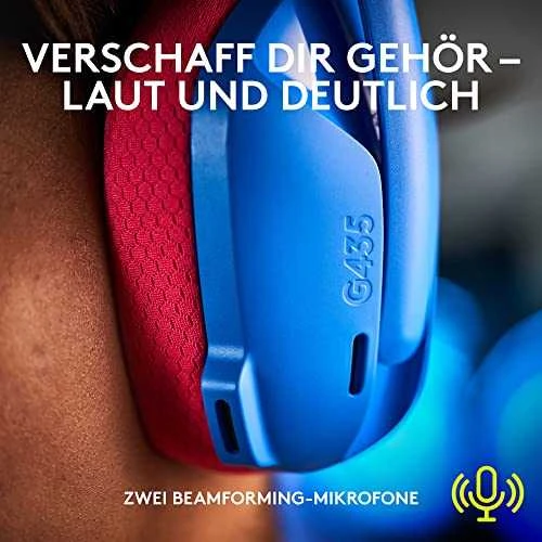Žaidimų ausinės Logitech G435 Lightspeed, mėlynos/rožinės spalvos