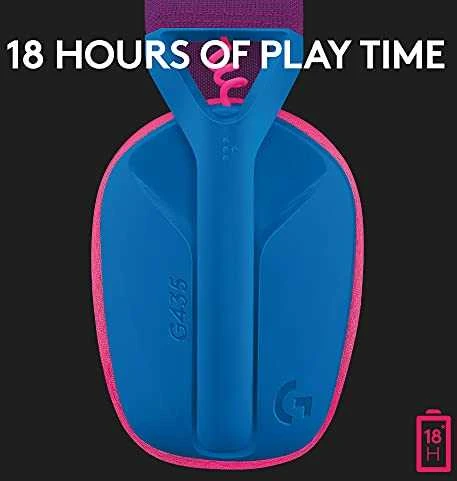 Žaidimų ausinės Logitech G435 Lightspeed, mėlynos/rožinės spalvos