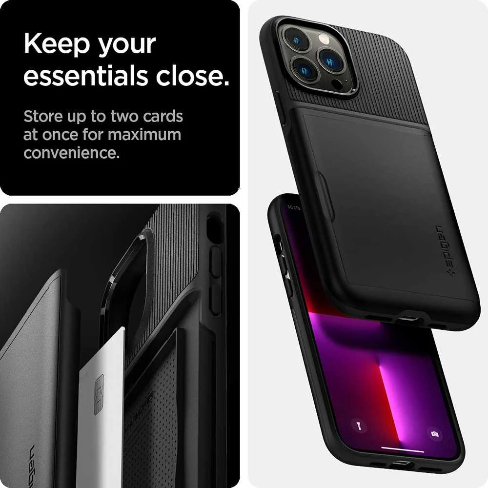 Dėklas Spigen Slim Armor CS Case skirtas iPhone 13 Pro, juodas