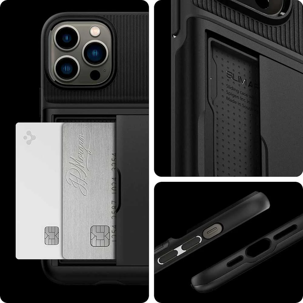 Dėklas Spigen Slim Armor CS Case skirtas iPhone 13 Pro, juodas