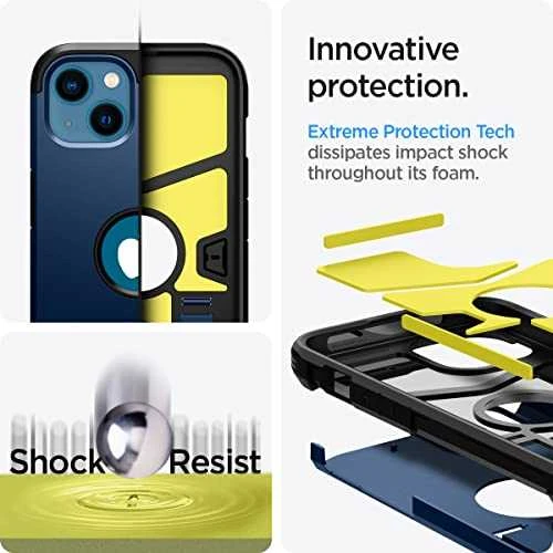 Dėklas Spigen Tough Armor, skirtas iPhone 13, mėlynas