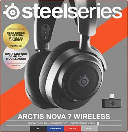 Belaidės žaidimų ausinės SteelSeries Arctis Nova 7, Juodos spalvos