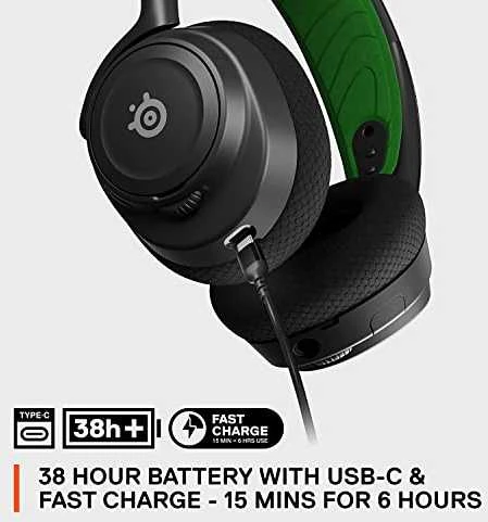 Belaidės ausinės su mikrofonu SteelSeries Arctis Nova 7X Over-Ear, Juodos/Žalios spalvos
