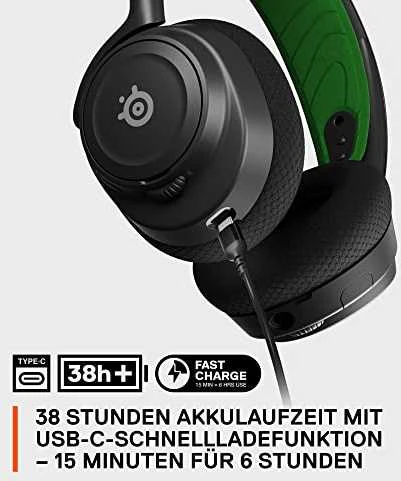 Belaidės ausinės su mikrofonu SteelSeries Arctis Nova 7X Over-Ear, Juodos/Žalios spalvos