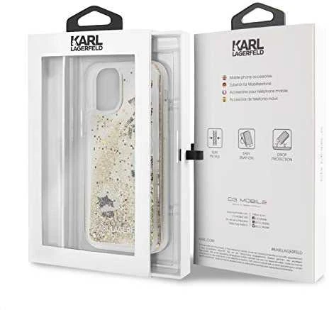 Telefono dėklas Karl Lagerfeld KLHCN58ROGO iPhone 11 Pro juodas & auksinis hard case Glitter