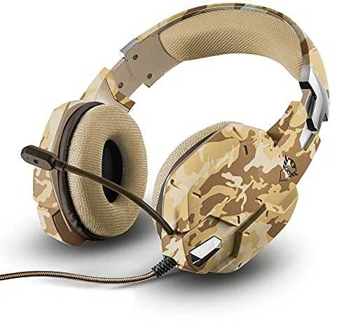 Žaidimų ausinės Trust GXT 322D Carus Desert Camo, Gelsvos, 22125