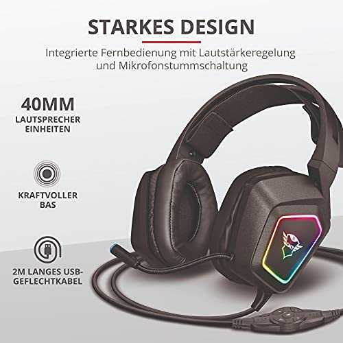 Žaidimų ausinės Trust GXT 450 Blizz RGB 7.1 Surround, 23191