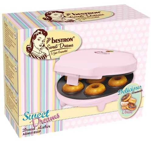 Vaflinė Spurgų kepimo aparatas Bestron Sweet Dreams ADM218SDP, 7 mini spurgoms, rožinis