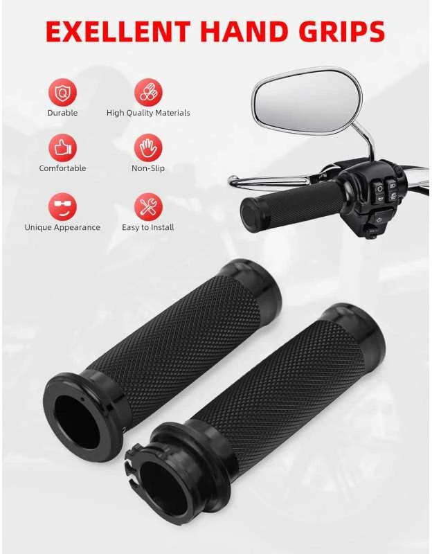 1" 25mm motociklo rankenos, skirtos Harley, Sportster, Touring, Honda, Kawasaki, Suzuki, Yamaha, Bobber Chopper