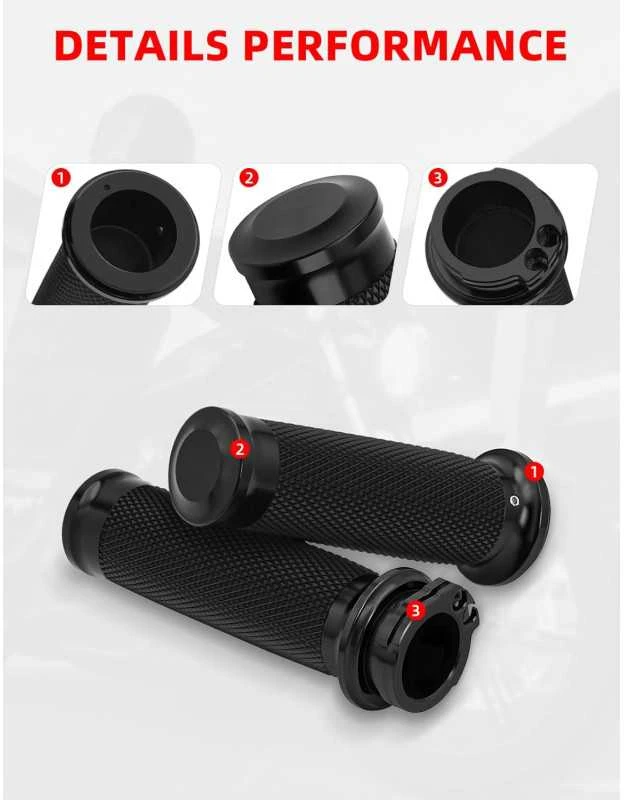 1" 25mm motociklo rankenos, skirtos Harley, Sportster, Touring, Honda, Kawasaki, Suzuki, Yamaha, Bobber Chopper