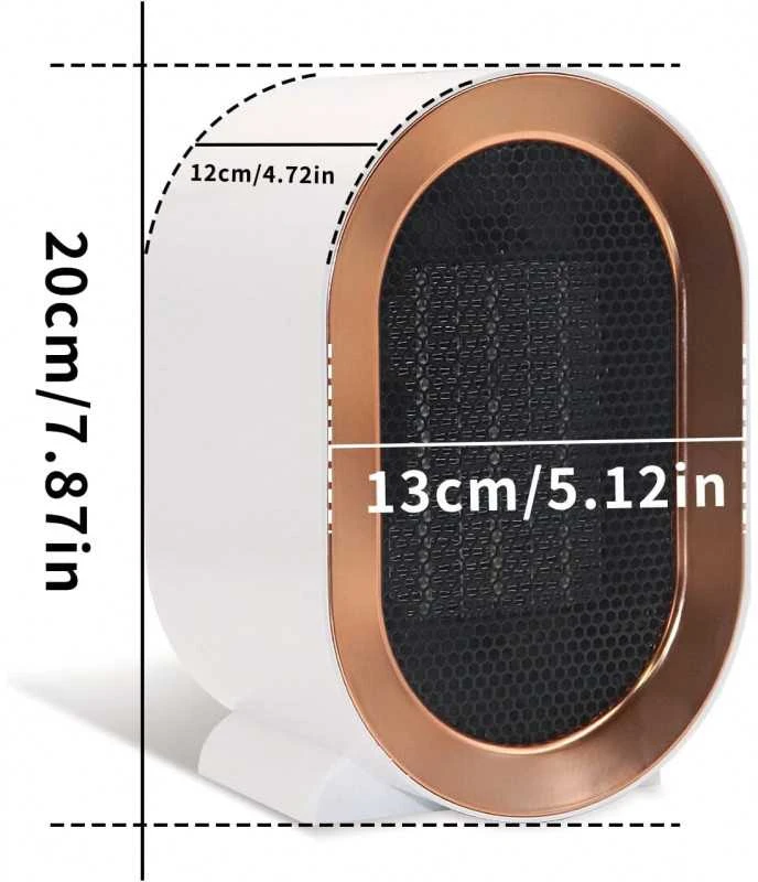 1200W mini nešiojamas stalinis šildytuvas biurui, namams (baltas)