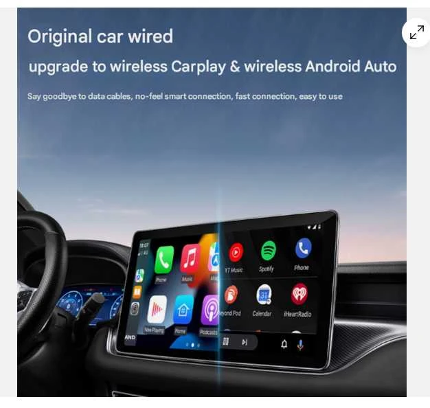 2-in-1 belaidis USB Apple CarPlay ir Android Auto adapteris – iš laidinio į belaidį (Plug & Play)