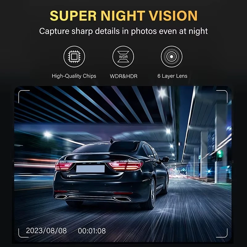 3 kamerų automobilio DVR 1080P vaizdo registratorius