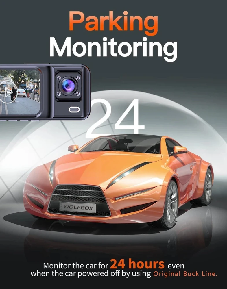 3 kamerų automobilio DVR 1080P vaizdo registratorius