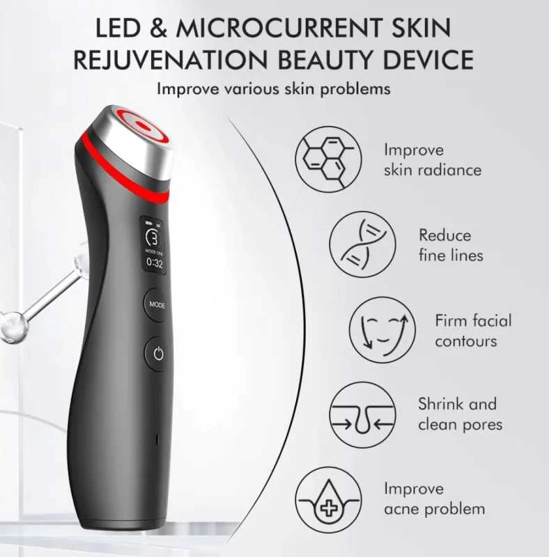 6 in 1 Ager Booster Pro – pažangi veido odos terapijos sistema su LED ir oro impulsų technologija