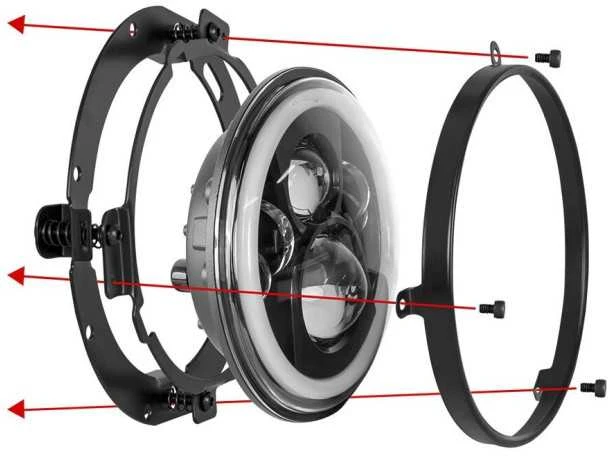 7 colių LED priekinių žibintų tvirtinimo kronšteinas, apvalus, skirtas Harley Jeep Wrangler