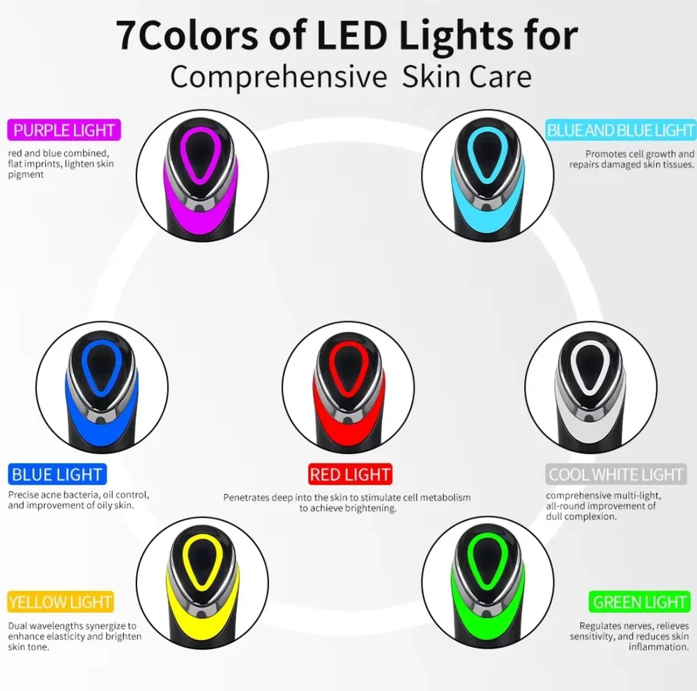 7 Colors Age-R Booster Pro – EMS mikro­srovių veido masažuoklis su 7 spalvų LED terapija jaunatviškai odai
