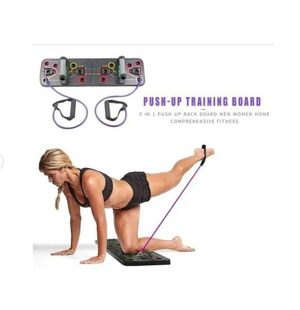 9 in 1 „Push Up Rack“ atramos stovas su pasipriešinimo juostomis