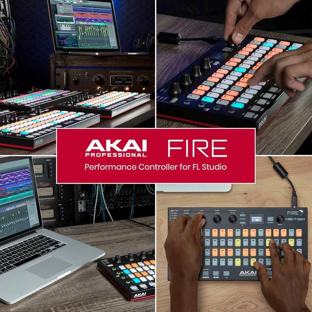 Akai Professional Fire – FL Studio Performance Controller su 4×16 RGB pad matrica, OLED ekranu ir MIDI valdymu