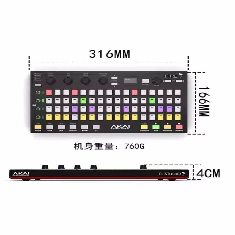 Akai Professional Fire – FL Studio Performance Controller su 4×16 RGB pad matrica, OLED ekranu ir MIDI valdymu
