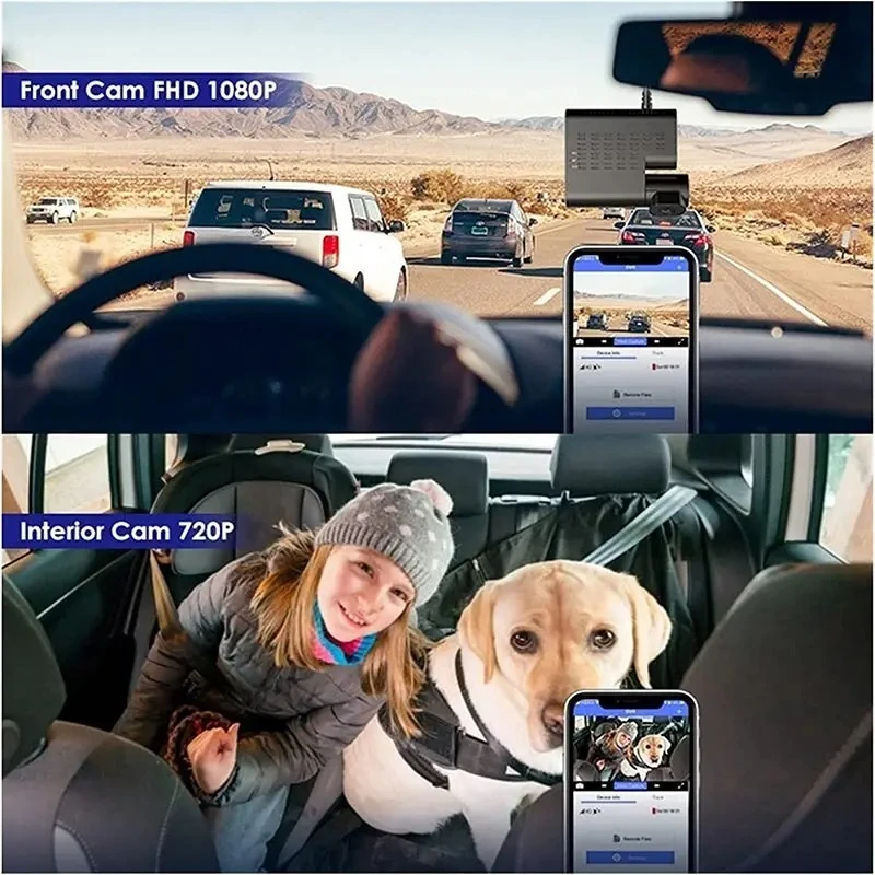 AZDOME C9 Pro 4G LTE tiesioginio vaizdo, 1080P dvigubos kameros GPS sekimas Wifi 24 valandų DVR vaizdo registratorius