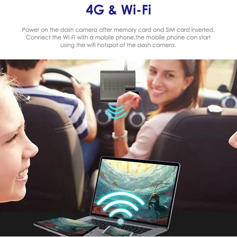 AZDOME C9 Pro 4G LTE tiesioginio vaizdo, 1080P dvigubos kameros GPS sekimas Wifi 24 valandų DVR vaizdo registratorius