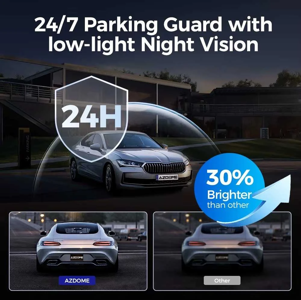 AZDOME M27 DVR 2K raiška, GPS, WIFI, 3 colių IPS ekranas, automobilių įrašymo įrenginys, 24 val. parkavimo stebėjimas