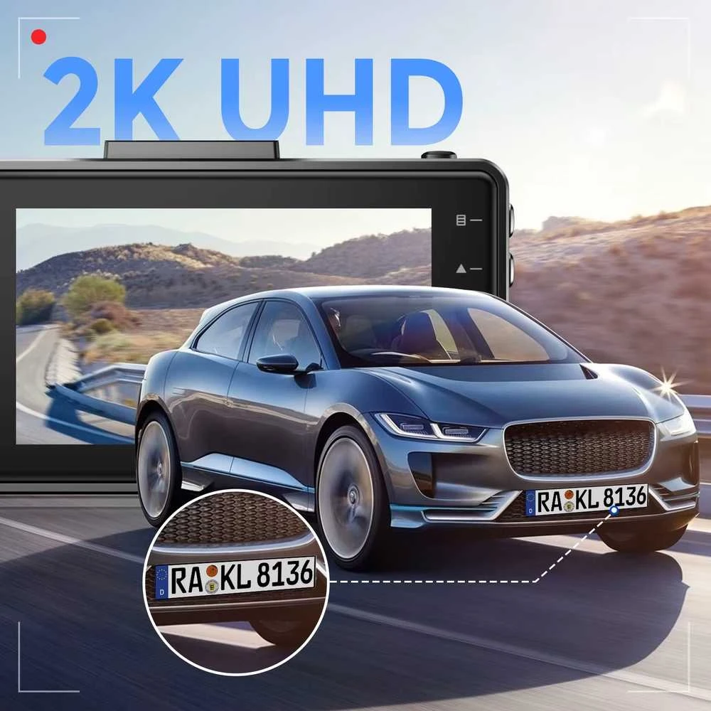 AZDOME M27 DVR 2K raiška, GPS, WIFI, 3 colių IPS ekranas, automobilių įrašymo įrenginys, 24 val. parkavimo stebėjimas