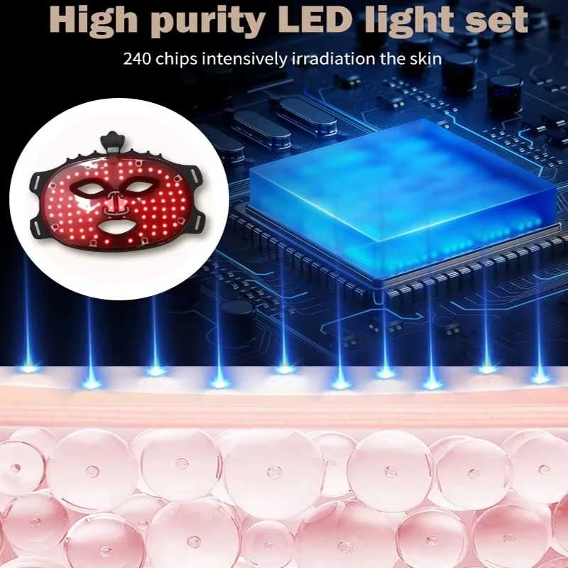 BAR OF BEAUTY LED šviesos terapijos kaukė veidui LED Facial Mask Juodas