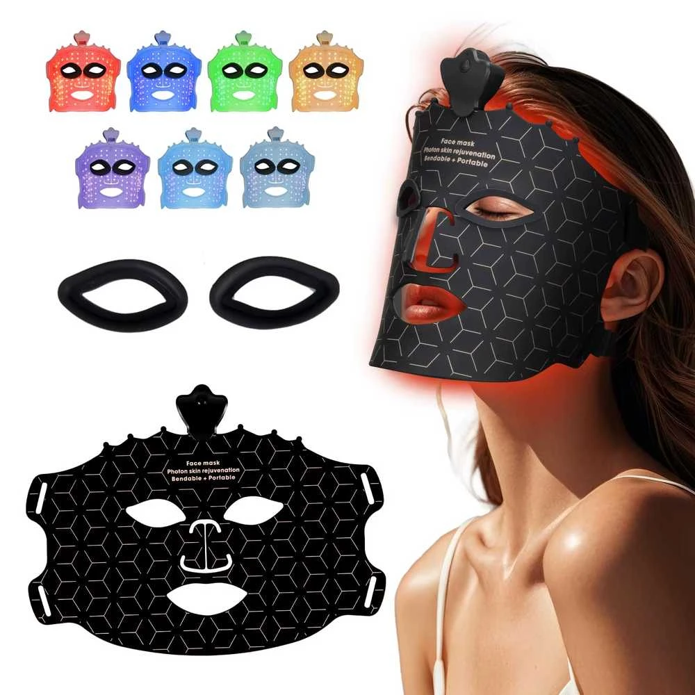 BAR OF BEAUTY LED šviesos terapijos kaukė veidui LED Facial Mask Juodas