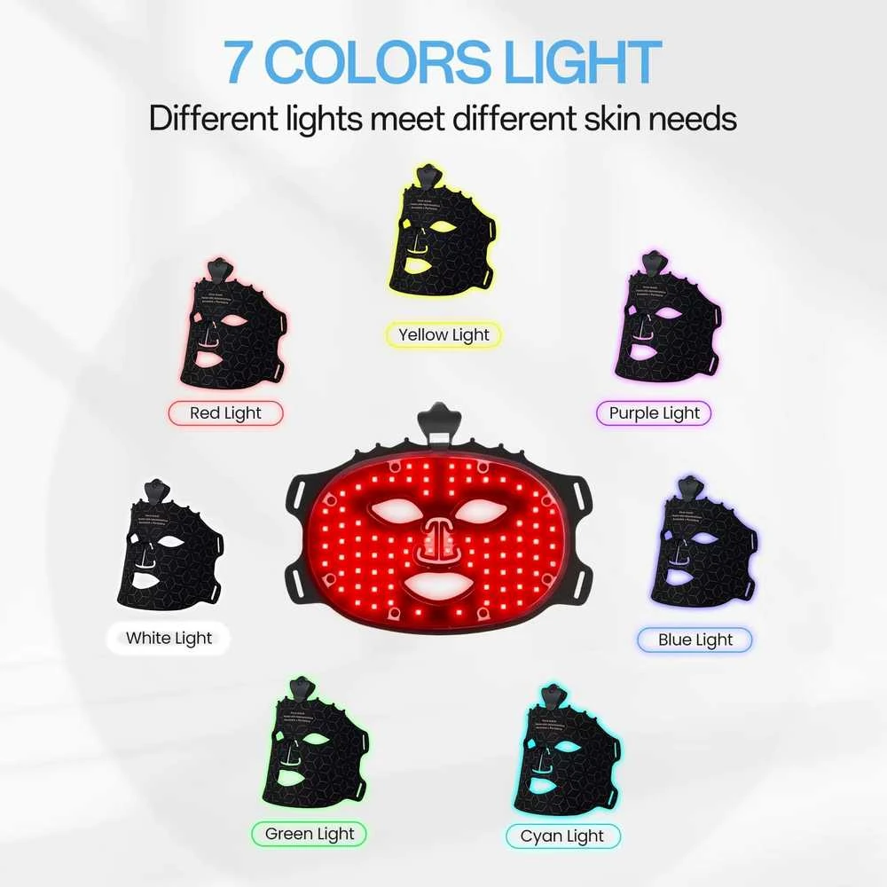 BAR OF BEAUTY LED šviesos terapijos kaukė veidui LED Facial Mask Juodas
