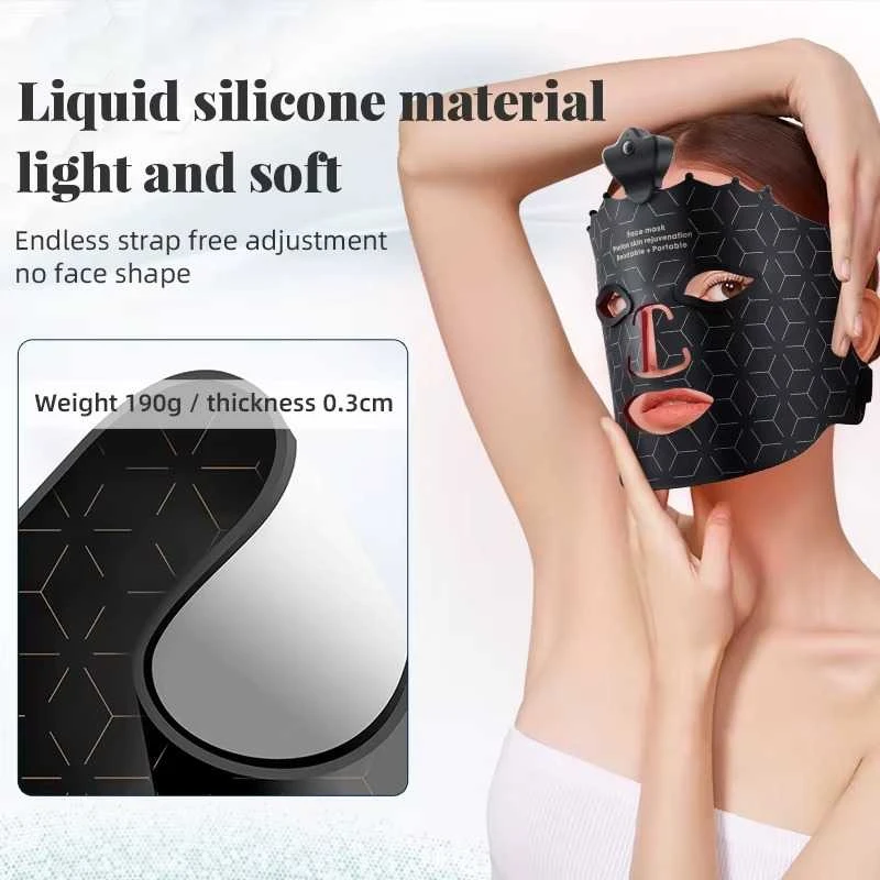 BAR OF BEAUTY LED šviesos terapijos kaukė veidui LED Facial Mask Juodas