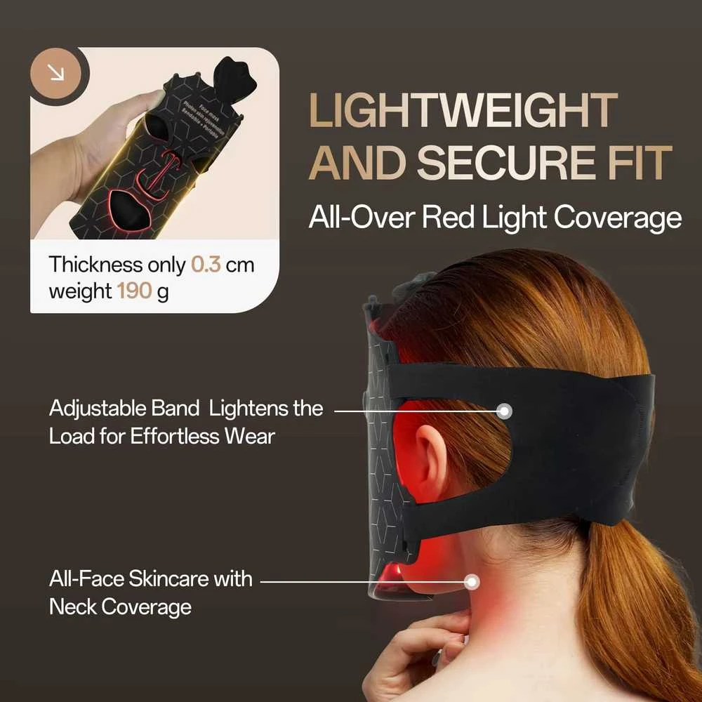 BAR OF BEAUTY LED šviesos terapijos kaukė veidui LED Facial Mask Juodas
