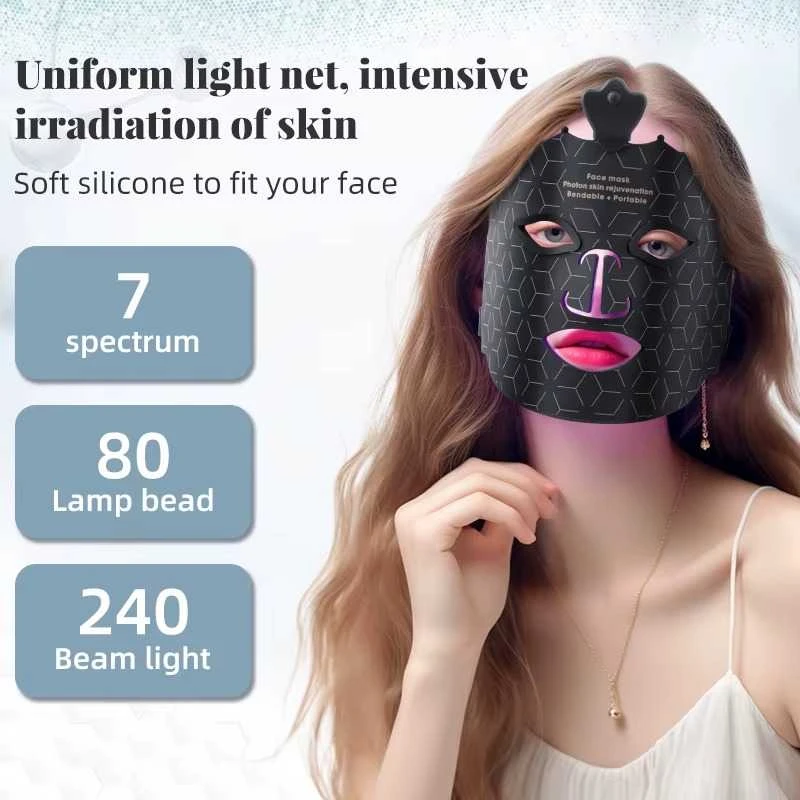 BAR OF BEAUTY LED šviesos terapijos kaukė veidui LED Facial Mask Juodas