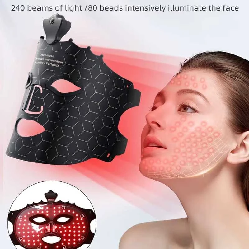 BAR OF BEAUTY LED šviesos terapijos kaukė veidui LED Facial Mask Juodas