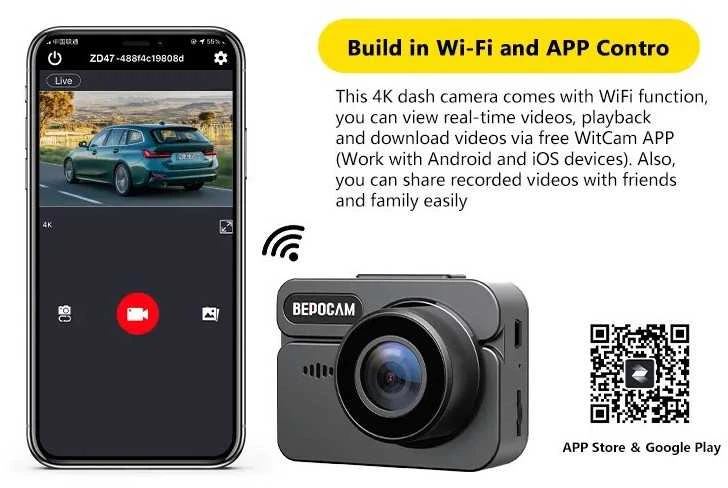 BEPOCAM ZD47 Automobilinis vaizdo registratorius 4K+1080P