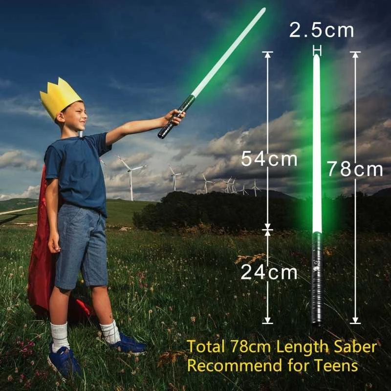 Cosplay lazerinis kardas 75 cm RGB – Metalinė rankena, 7 spalvos, garsas ir šviesos efektai