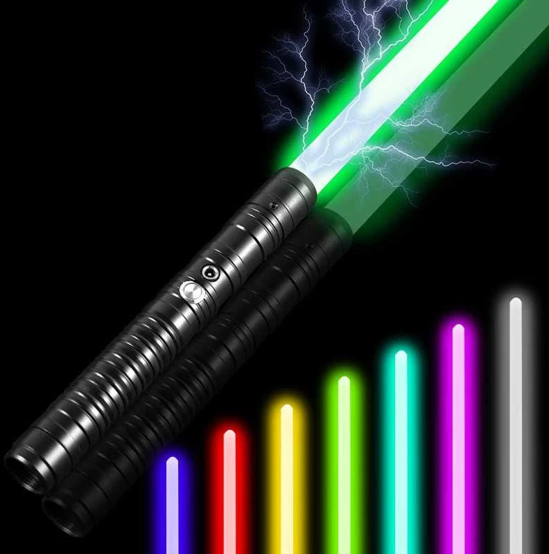 Cosplay lazerinis kardas 75 cm RGB – Metalinė rankena, 7 spalvos, garsas ir šviesos efektai