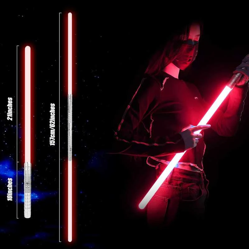 Cosplay lazerinis kardas 75 cm RGB – Metalinė rankena, 7 spalvos, garsas ir šviesos efektai