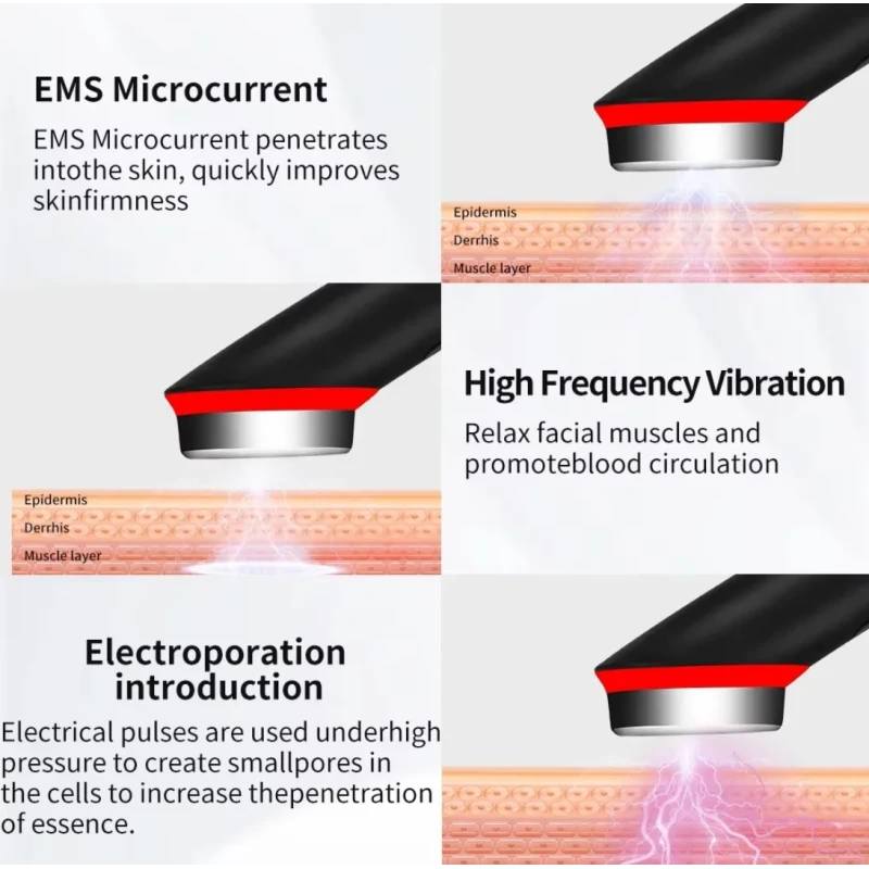 7 Colors Age-R Booster Pro – EMS mikro­srovių veido masažuoklis su 7 spalvų LED terapija jaunatviškai odai aprašymas - Prekės nuotrauka