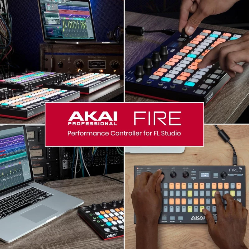 Akai Professional Fire – FL Studio Performance Controller su 4×16 RGB pad matrica, OLED ekranu ir MIDI valdymu aprašymas - Prekės nuotrauka