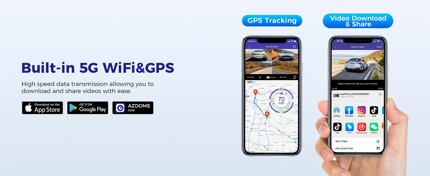 AZDOME M660 2K+3*1080P 4CH automobilio DVR GPS 5G Wifi įmontuotas 128GB eMMC balso valdymas 24 val. parkavimo stebėjimo sistema aprašymas - Prekės nuotrauka