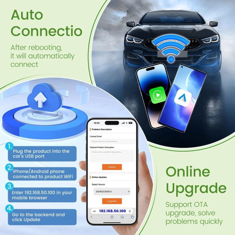 CarlinKit 5.0 Mini Ultra belaidis CarPlay ir Android Auto adapteris aprašymas - Prekės nuotrauka