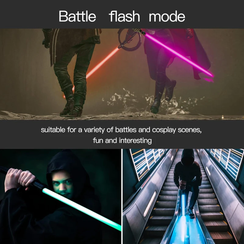 Cosplay lazerinis kardas 75 cm RGB – Metalinė rankena, 7 spalvos, garsas ir šviesos efektai aprašymas - Prekės nuotrauka