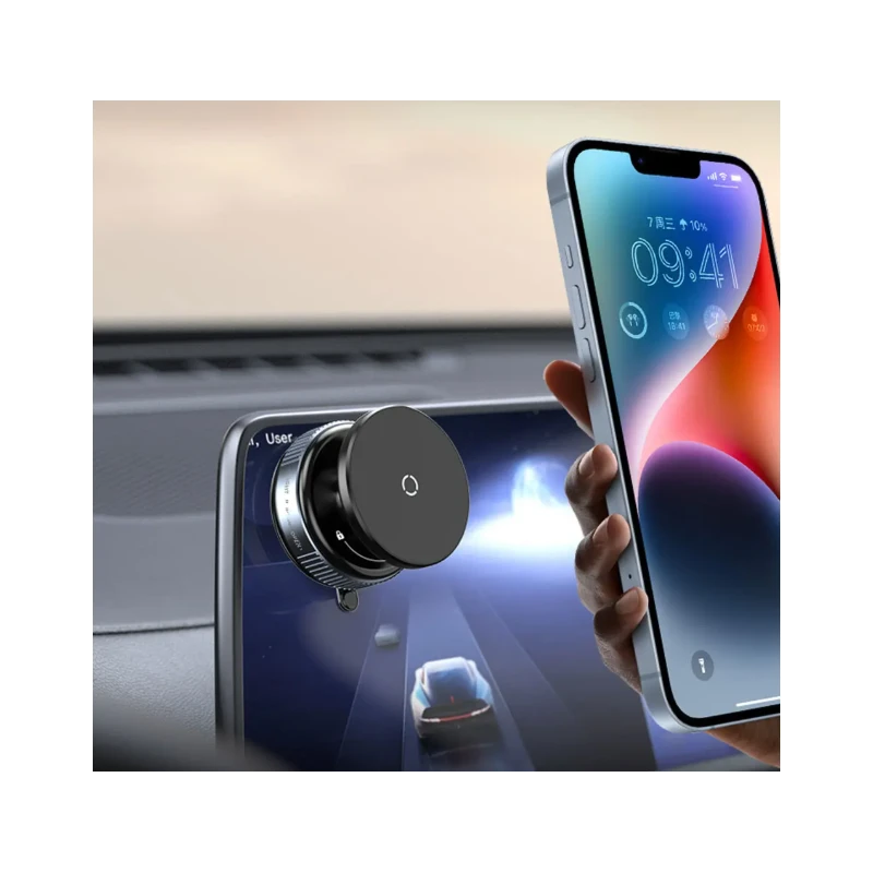 Magnetinis telefono laikiklis automobiliui – 360° reguliuojamas, sulankstomas su vakuumine pagrindo fiksacija aprašymas - Prekės nuotrauka