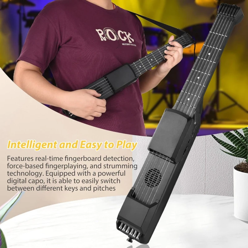 Mini Smart Electric Guitar – 7/12 ladų skaitmeninė Headless MIDI gitara su Bluetooth pradedantiesiems aprašymas - Prekės nuotrauka