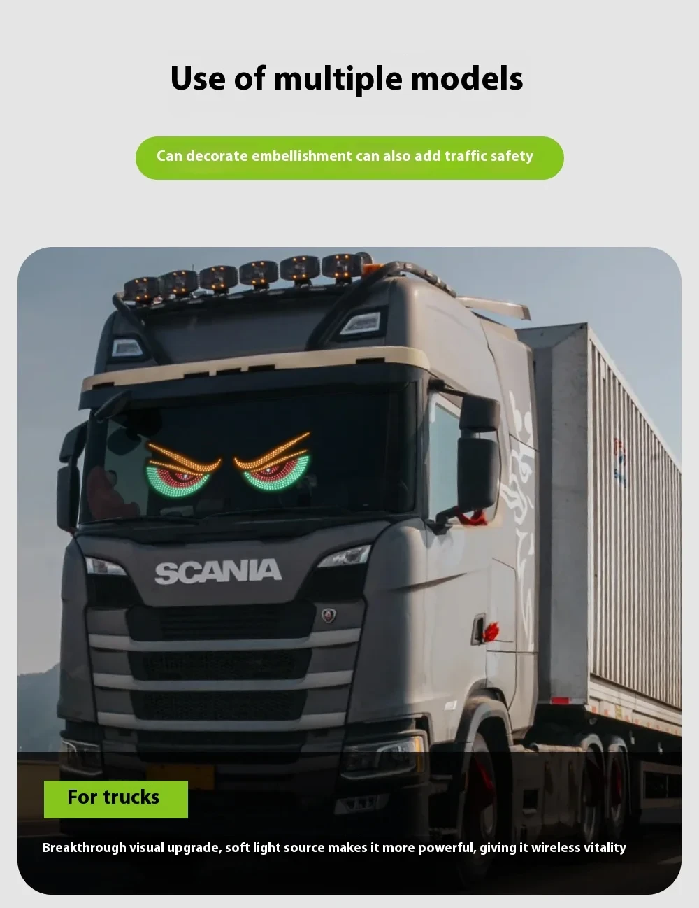 Mirksintis VELNIO AKYS LED skydelis automobiliams, sunkvežimiams, sedanams, visureigių priekinio stiklo langams aprašymas - Prekės nuotrauka